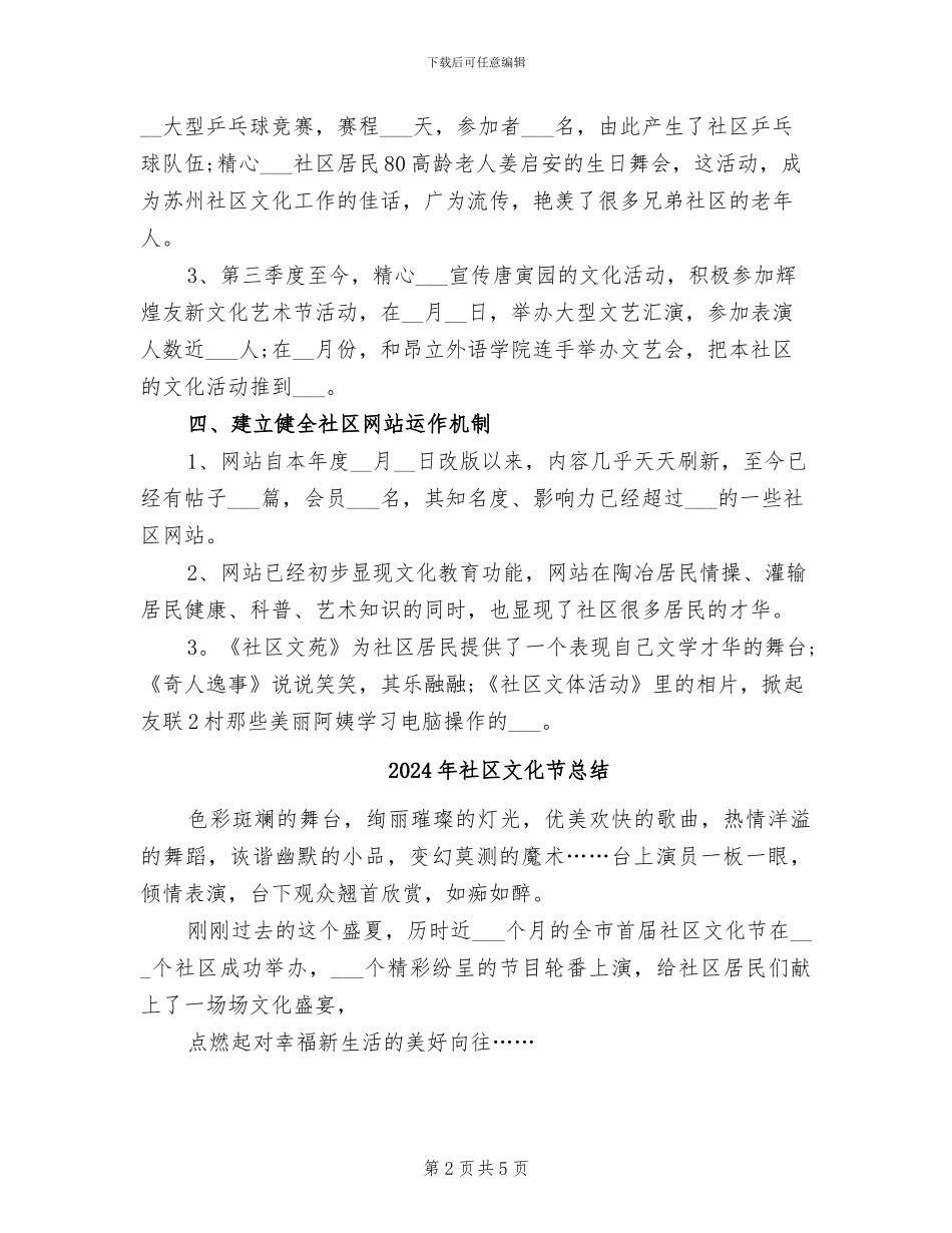 2024年社区文化的活动总结二_第2页