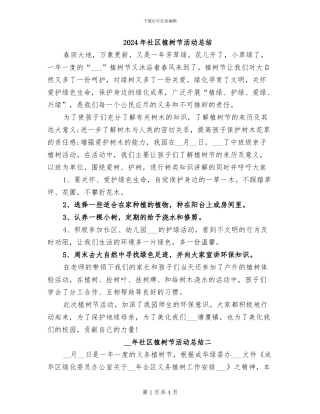 2024年社区植树节活动总结
