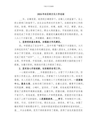 2024年社区的文化工作总结