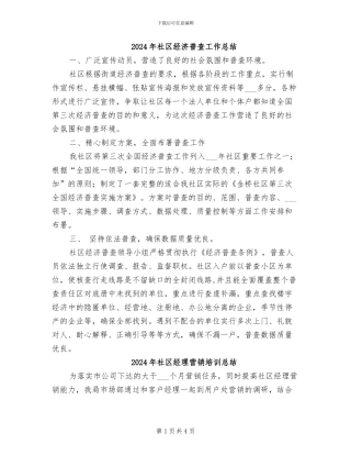 2024年社区经济普查工作总结