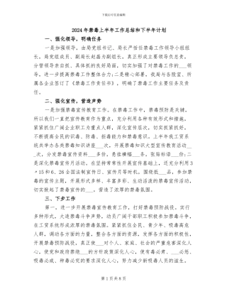 2024年禁毒上半年工作总结和下半年计划