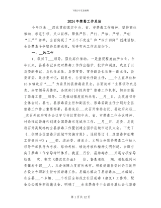 2024年禁毒工作总结