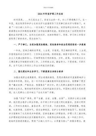 2024年科室护理工作总结