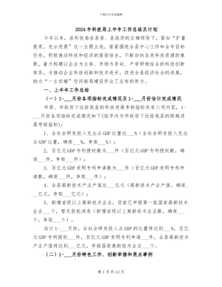 2024年科技局上半年工作总结及计划