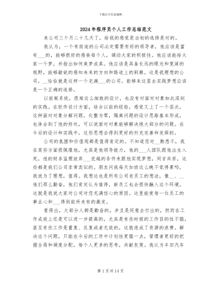 2024年程序员个人工作总结范文