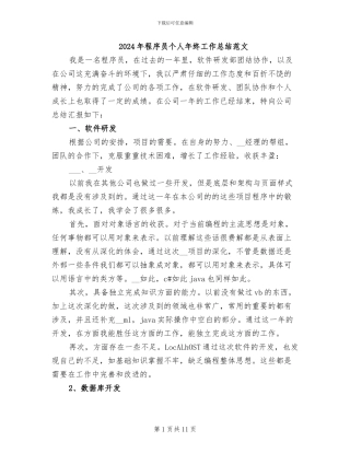 2024年程序员个人年终工作总结范文