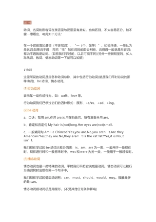 小学英语1-6年级必备基础语法要点：词性