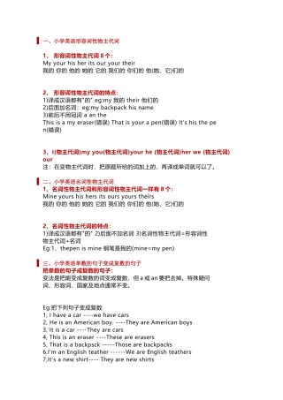 小学英语必备10大语法知识点