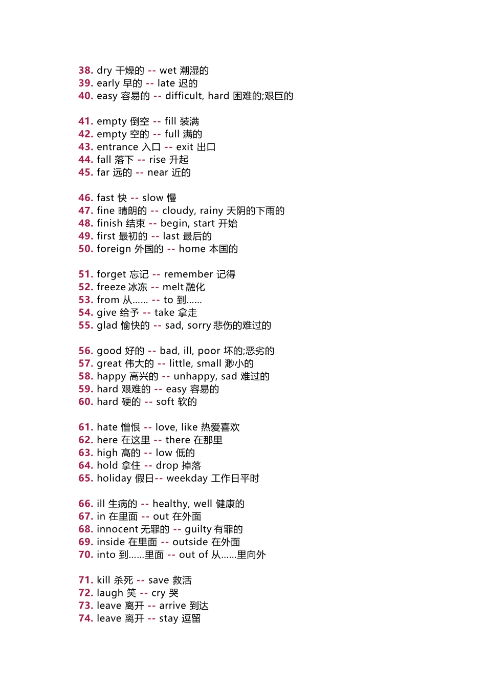 小学英语反义词130个总结_第2页