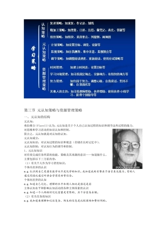 第三节元认知策略与资源管理策略