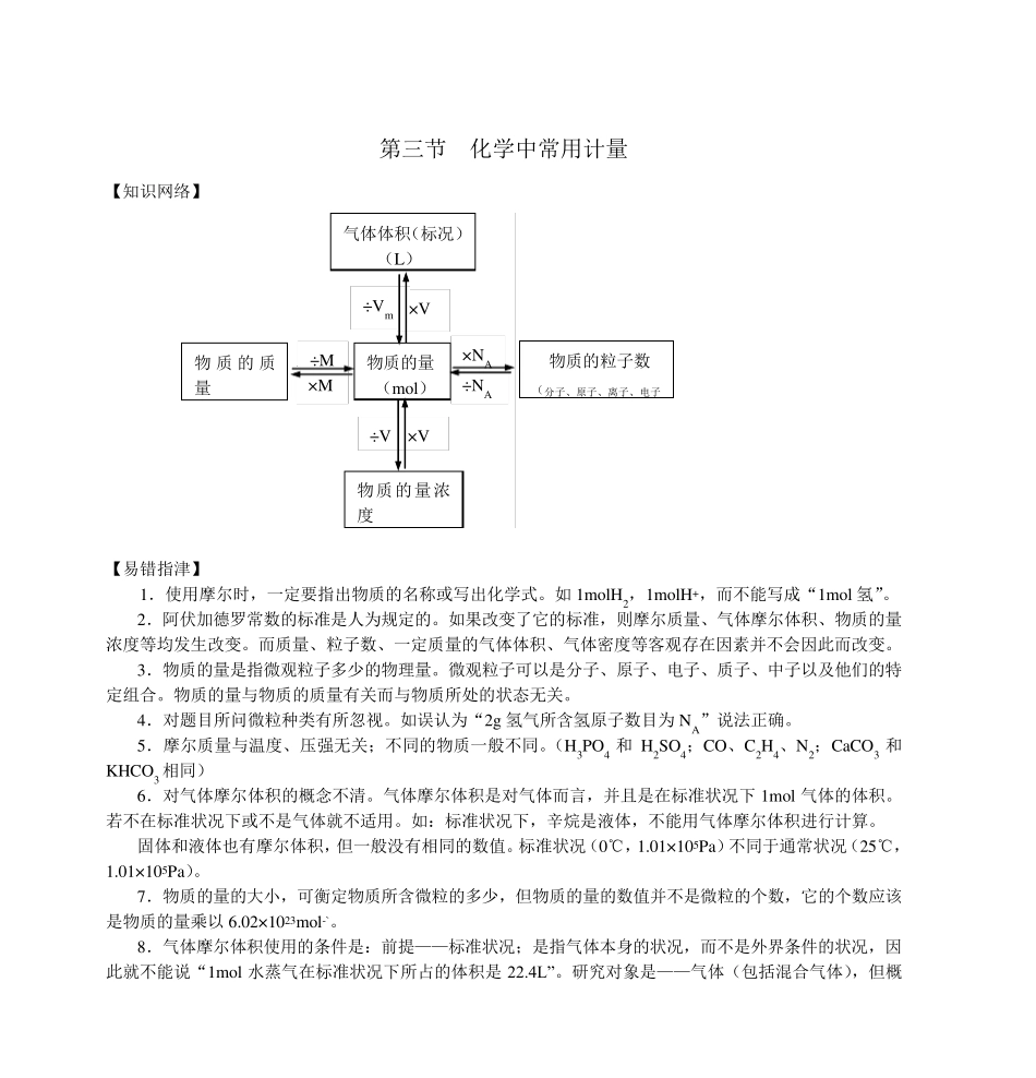 第三节化学中常用计量_第1页