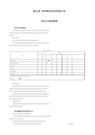 第九讲——如何制定项目的实施计划