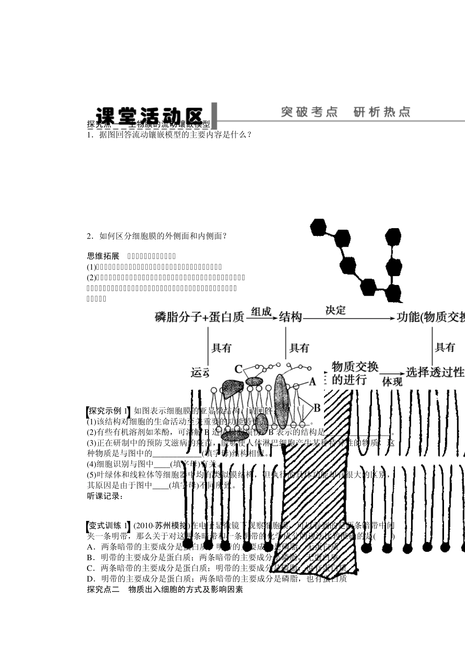 第二单元学案8生物膜的流动镶嵌模型物质跨膜运输的方式_第2页