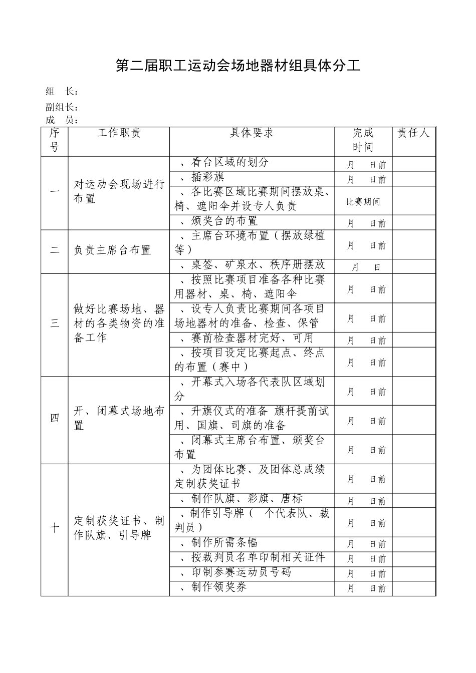 第二届职工运动会分工表(细分)_第3页