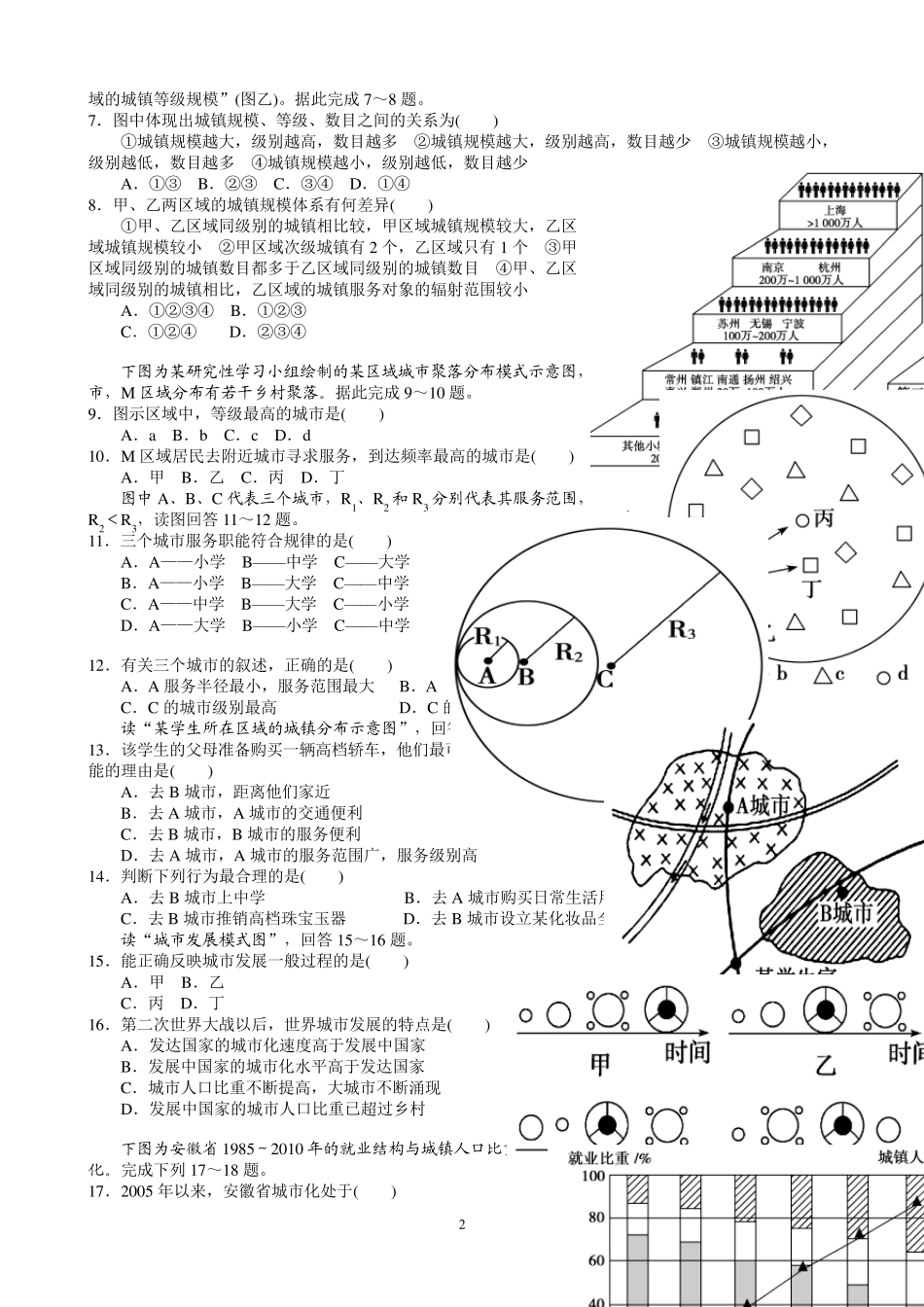第二章城市与城市化单元测试题_第2页