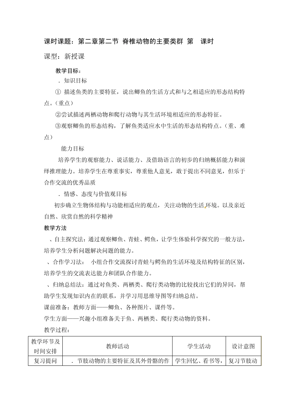 第二章第二节脊椎动物的主要类群第1课时_第1页