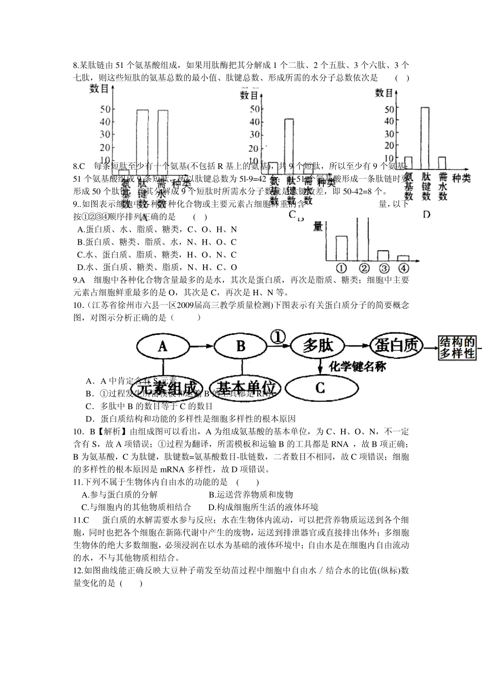 第二章组成细胞的分子单元提升检测_第2页