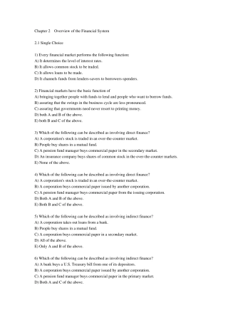 第二章金融体系预览(英文习题及答案)