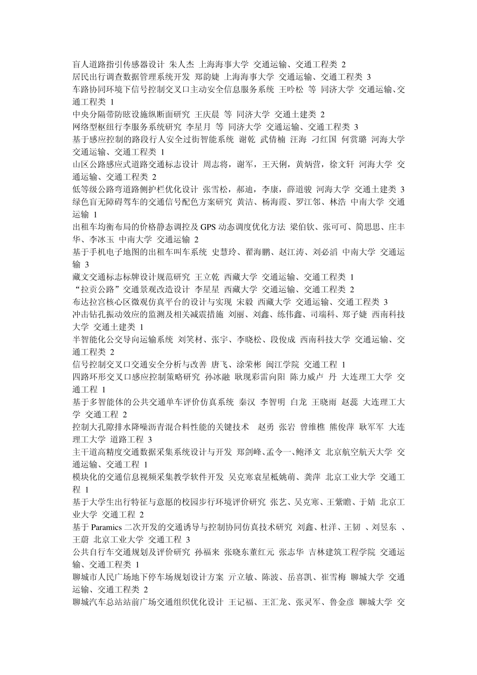 第五届全国大学生交通科技大赛作品汇总公告_第2页