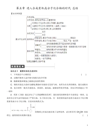 第五章进入合成有机高分子化合物的时代总结