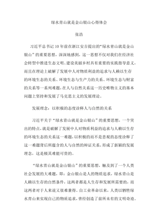 绿水青山就是金山银山心得体会