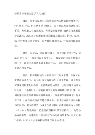 绿萝、发财树、金钱树的养护