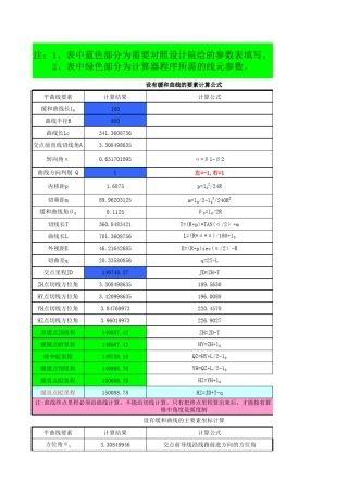 缓和曲线五大要素计算表[]