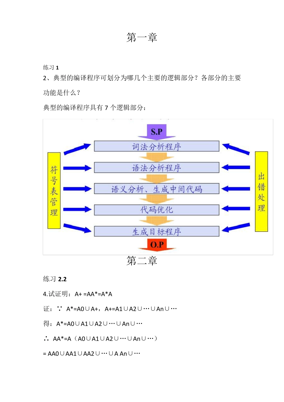 编译原理及编译程序构造部分课后答案(张莉杨海燕编著)_第1页