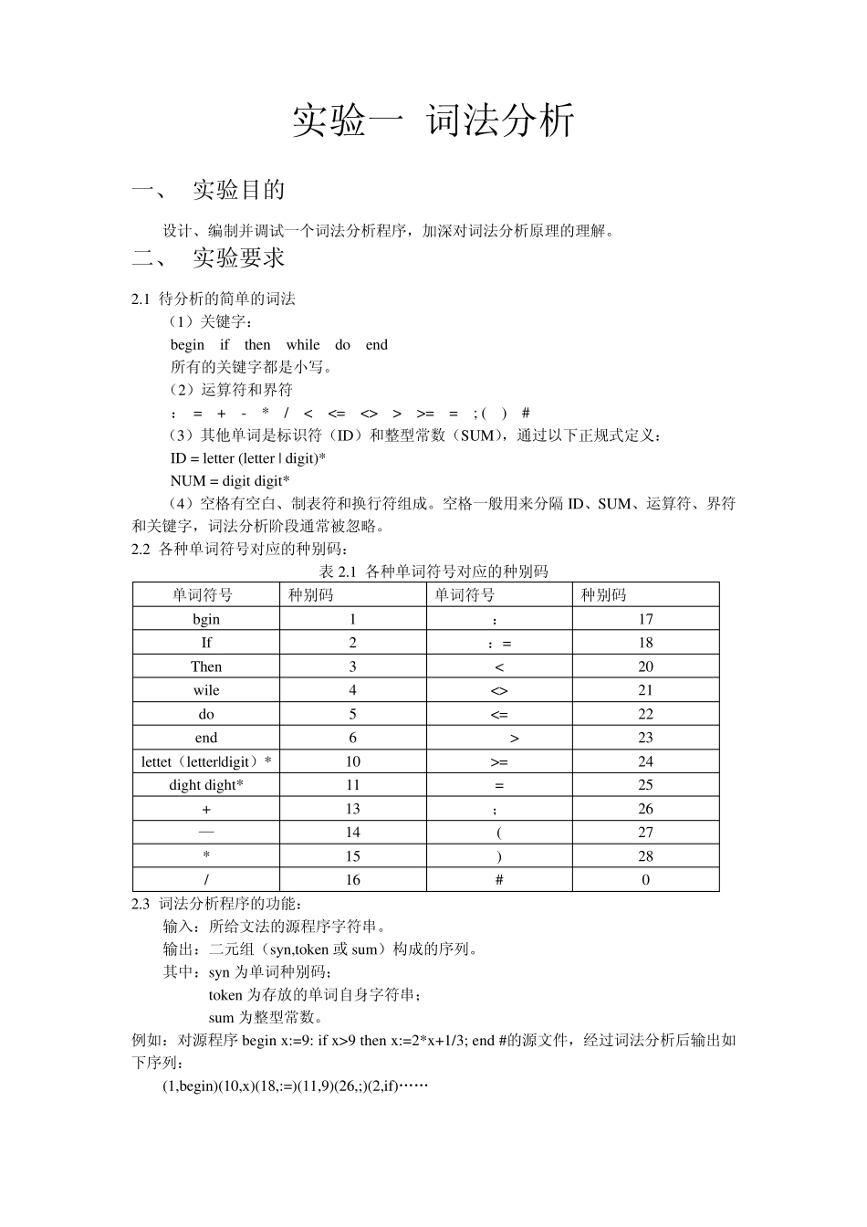 编译原理实验报告_第1页