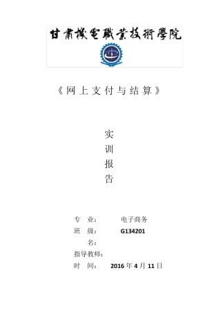 网上支付实训报告
