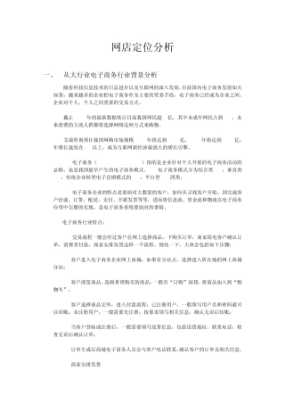 网店定位分析