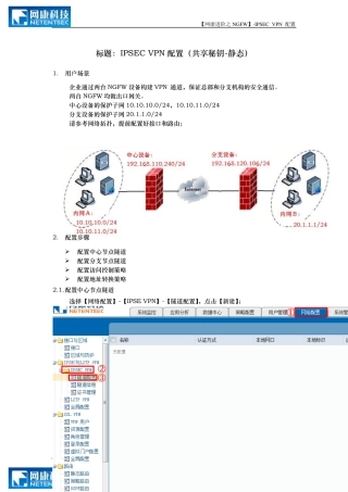 网康进阶之NGFWIPSECVPN配置