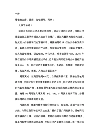 网红经济(正方)一辩二辩三辩四辩