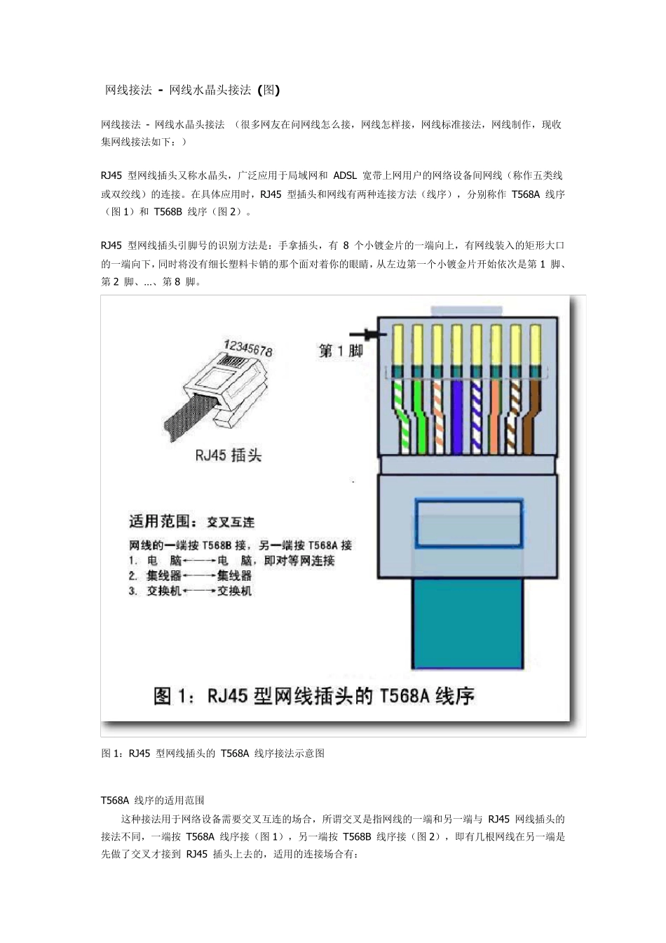 网线接法图解(包括水晶头和插座)_第1页