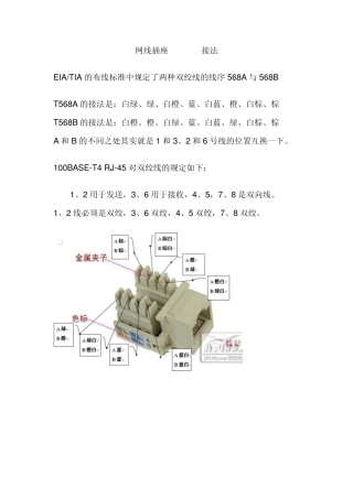 网线插座T568AB接法
