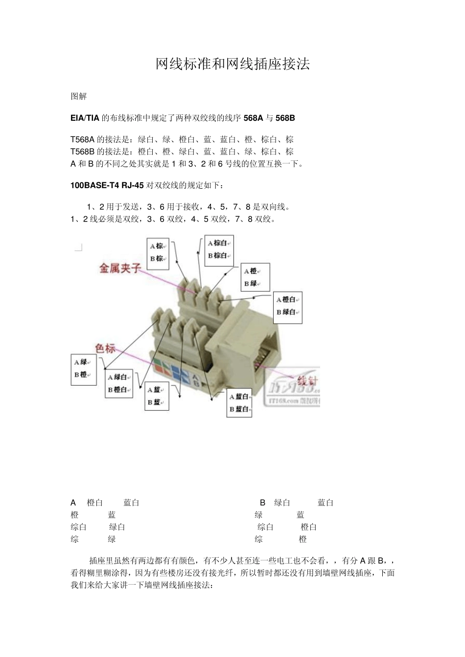 网线标准和网线插座接法_第1页