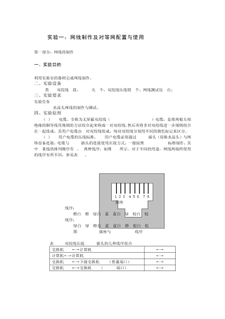 网线的制作和对等网的配置和使用