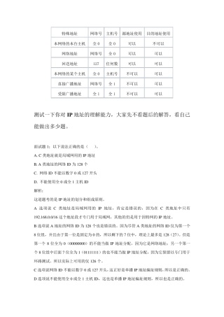 网络IP地址练习题
