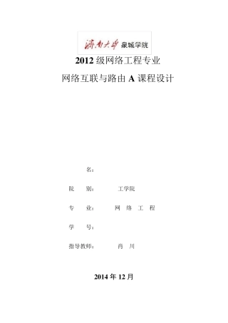 网络互联与路由课程设计