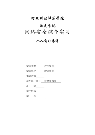 网络安全综合实习总结