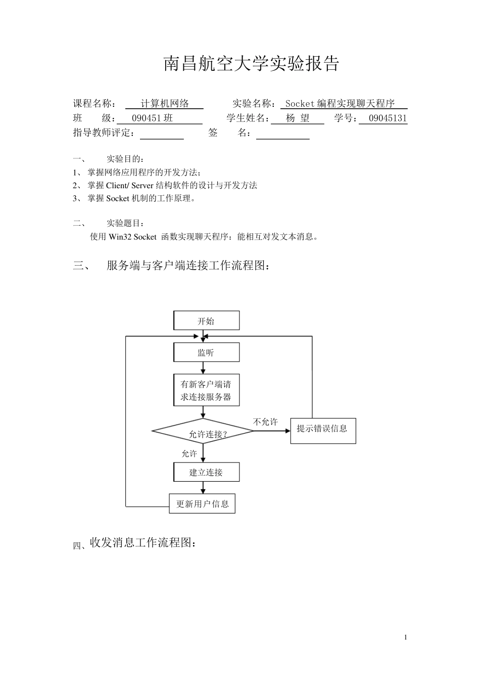 网络实验6Socket编程实现聊天程序_第1页