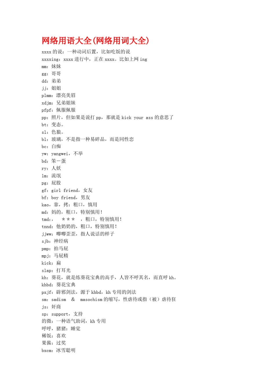 网络常用词大全_第1页