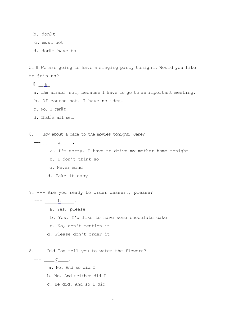 网络教育大学英语1作业三题目及参考答案_第2页