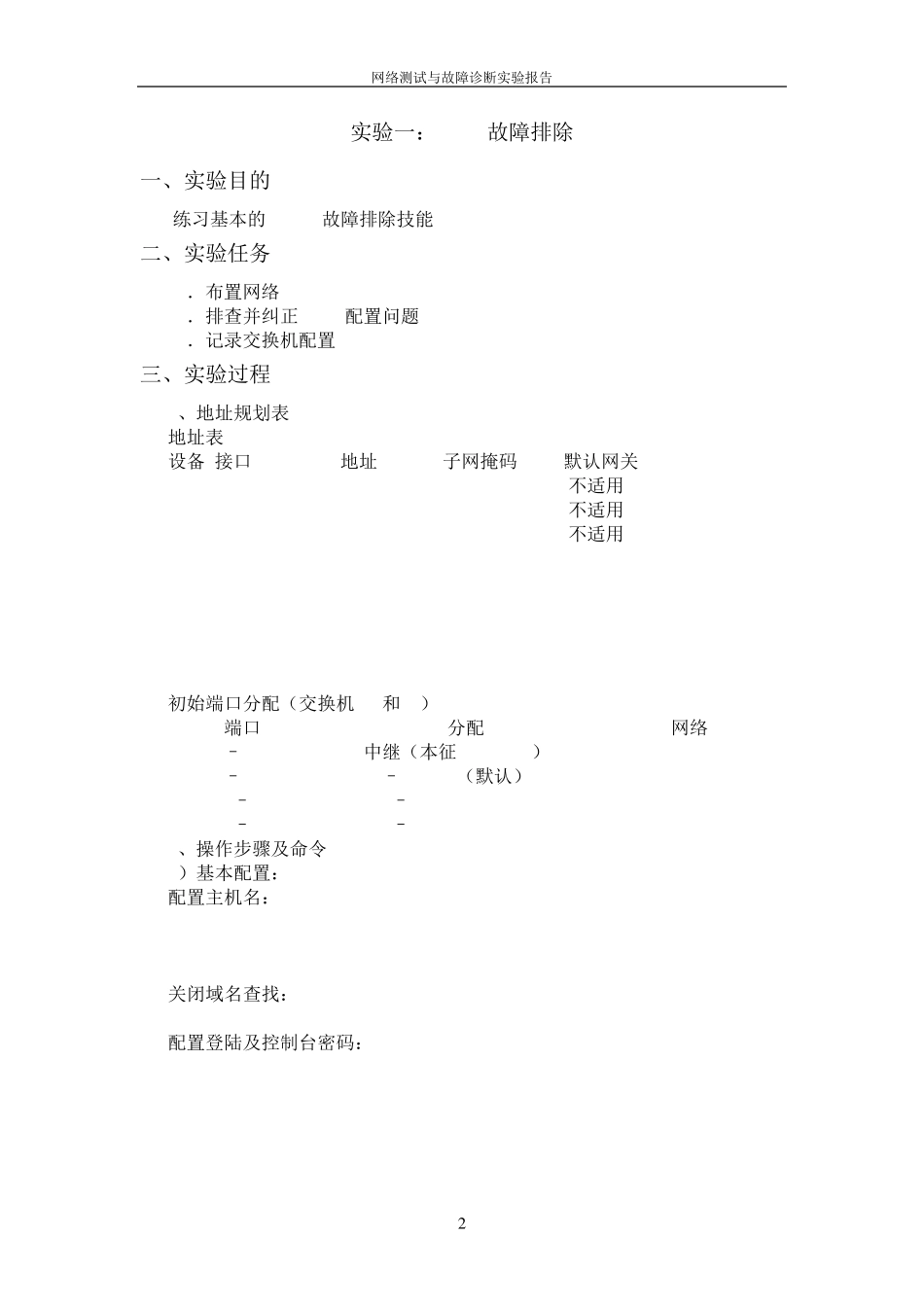 网络测试与故障诊断实验报告_第2页