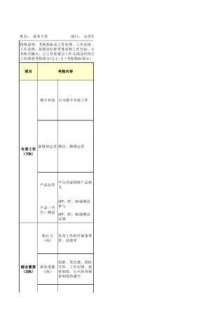 网络科技公司运营部绩效考核表