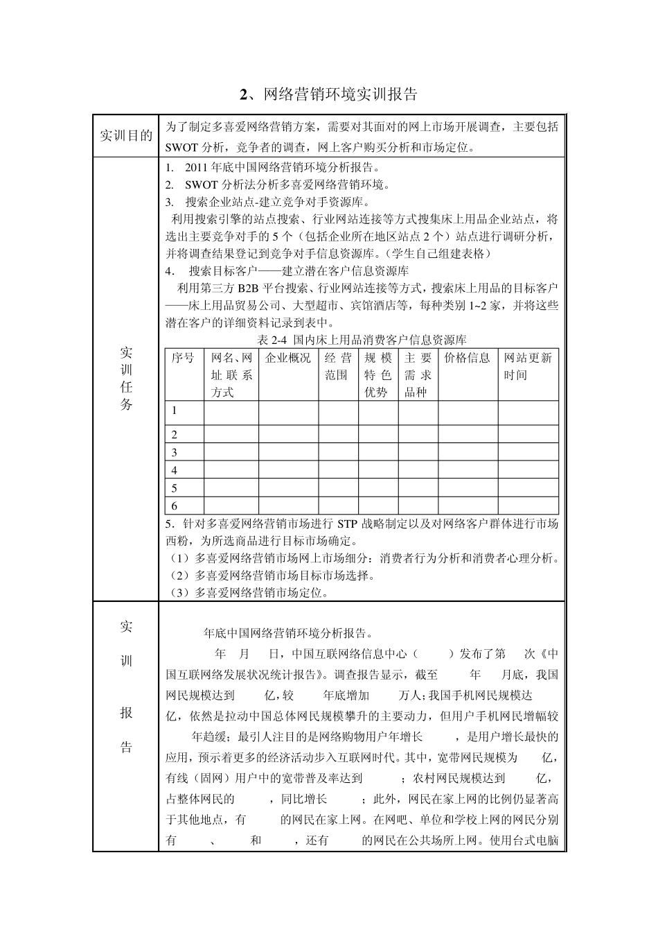 网络营销环境实训报告_第1页