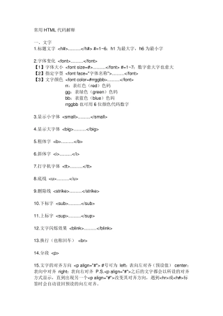 网页设计中最常用HTML代码