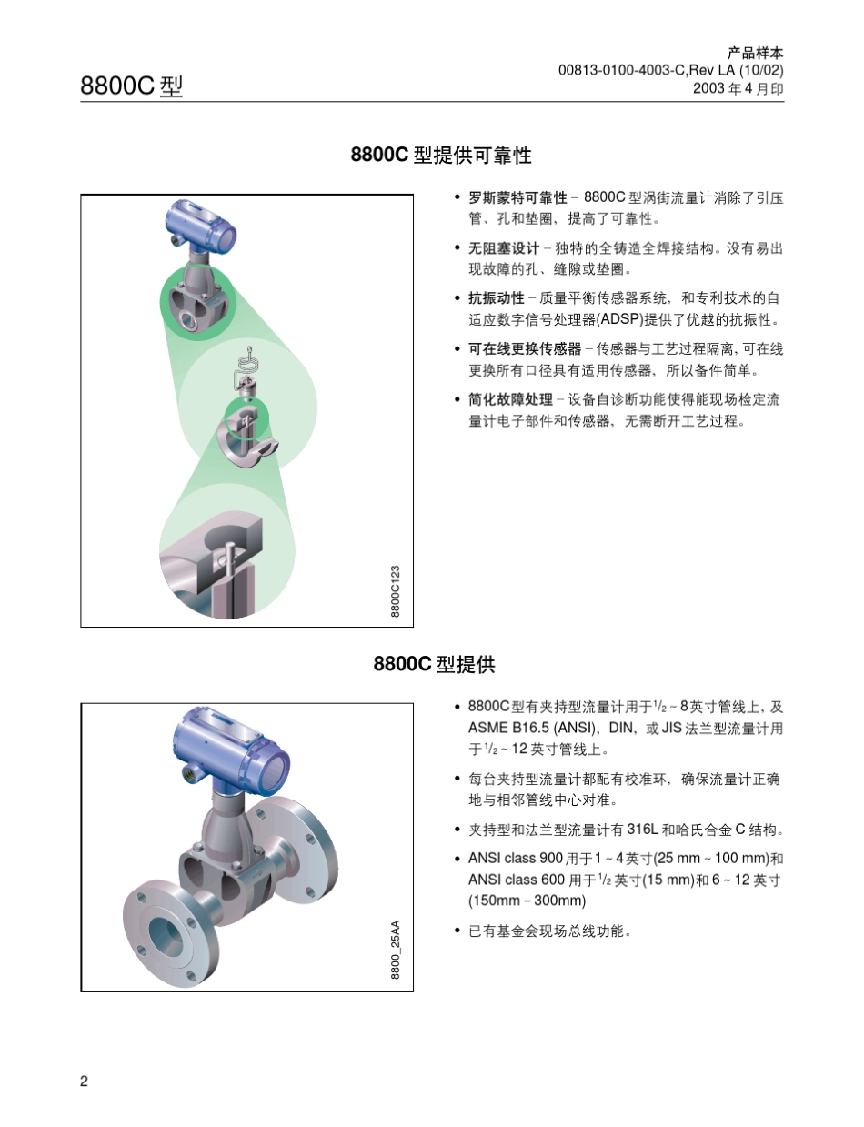 罗斯蒙特8800C涡街流量计_第2页