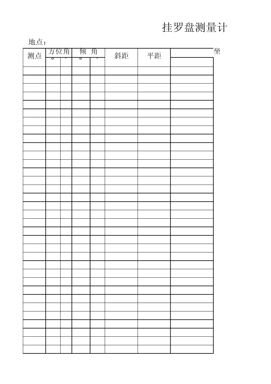 罗盘测量计算成果表_第1页
