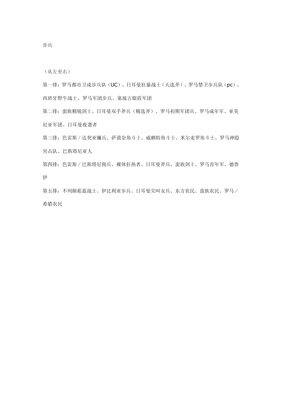 罗马全面战争兵种_第1页